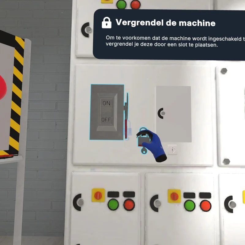 Energy Hazard Identification - VR screenshot van een trainee die gevaren identificeert